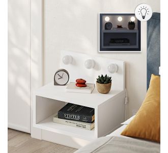 Κομοδίνο επιτοίχιο Treo Megapap με LED χρώμα λευκό 40x30x33,8εκ. |  Κομοδίνα στο espiti