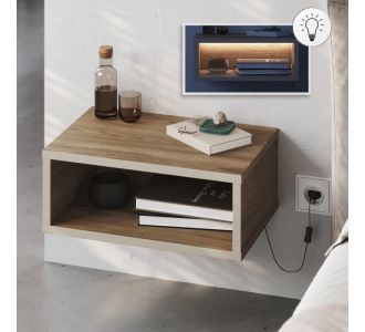 Κομοδίνο επιτοίχιο Brik Megapap με LED χρώμα καρυδί - sandstone 45x30x18εκ. |  Κομοδίνα στο espiti