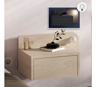 Κομοδίνο επιτοίχιο Dotta Megapap με LED χρώμα light oak 52x33,6x28εκ. |  Κομοδίνα στο espiti