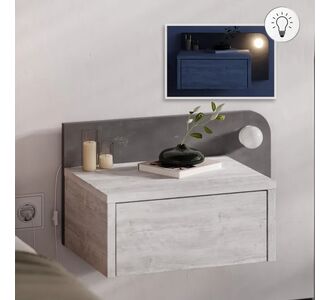 Κομοδίνο επιτοίχιο Dotta Megapap με LED χρώμα λευκό αντικέ - γκρι ρετρό 52x33,6x28εκ. |  Κομοδίνα στο espiti