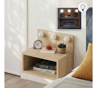 Κομοδίνο επιτοίχιο Treo Megapap με LED χρώμα sapphire oak 40x30x33,8εκ. |  Κομοδίνα στο espiti
