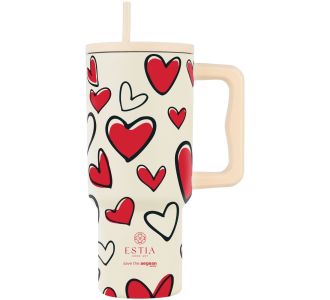 ESTIA ΘΕΡΜΟΣ STRAW TUMBLER XL SAVE THE AEGEAN 900ml RED VALENTINE - 01-37734 Estia |  Θερμός & Αξεσουάρ στο espiti