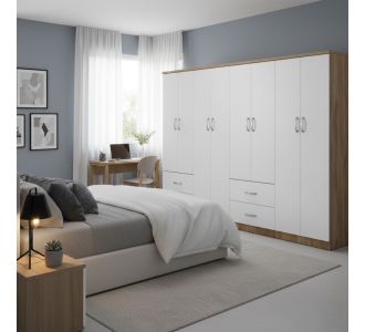 Ντουλάπα οχτάφυλλη Lego pakoworld sonoma-λευκή 241x42x181εκ |  Ντουλάπες ρούχων στο espiti