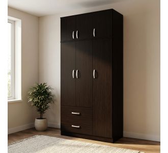 Ντουλάπα τρίφυλλη με 2 συρτάρια και πατάρι Lego pakoworld σε wenge απόχρωση 90x42x240εκ |  Ντουλάπες ρούχων στο espiti