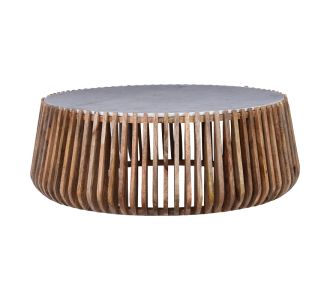 Τραπέζι σαλονιού Mable pakoworld mango ξύλο σε φυσική απόχρωση με επιφάνεια μαρμάρου Φ120x45εκ |  Τραπεζάκια σαλονιού στο espiti