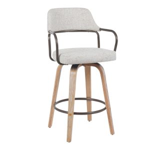 Σκαμπό μπαρ Tertia pakoworld περιστρεφόμενο μεσαίου μεγέθους μέταλλο-ξύλο με ύφασμα σε μπεζ-καφέ απόχρωση 54x52x98εκ |  Σκαμπώ μπαρ στο espiti