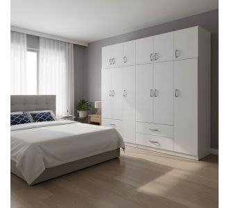 Ντουλάπα εξάφυλλη με πατάρι Lego pakoworld λευκή 180x42x240εκ |  Ντουλάπες ρούχων στο espiti