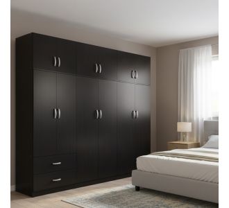 Ντουλάπα εξάφυλλη με πατάρι Lego I pakoworld wenge 240x42x240εκ |  Ντουλάπες ρούχων στο espiti