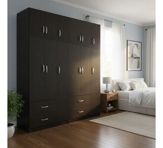 Ντουλάπα εξάφυλλη με πατάρι Lego pakoworld wenge 180x42x240εκ |  Ντουλάπες ρούχων στο espiti