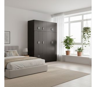 Ντουλάπα πεντάφυλλη με πατάρι Lego I pakoworld wenge 170x42x240εκ |  Ντουλάπες ρούχων στο espiti