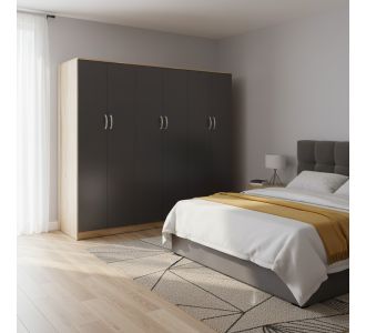 Ντουλάπα εξάφυλλη Lego ΙΙ pakoworld sonoma-ανθρακί 240x42x180εκ |  Ντουλάπες ρούχων στο espiti