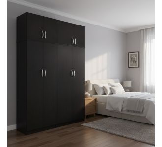 Ντουλάπα τετράφυλλη με πατάρι Lego Ι pakoworld wenge 160x42x240εκ |  Ντουλάπες ρούχων στο espiti