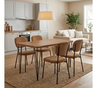 Σετ τραπεζαρία 5τμχ Roger - Kevin Megapap Mdf - ύφασμα χρώμα ακακίας - μουσταρδί 120x70x75εκ. |  Σετ τραπεζαρίες στο espiti