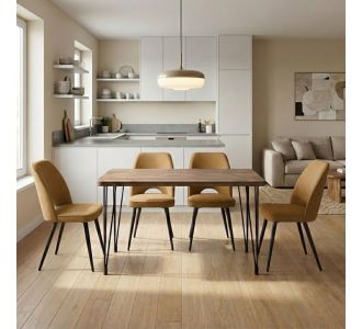 Σετ τραπεζαρία 5τμχ Roger - Christy Megapap Mdf - ύφασμα χρώμα ακακίας - μουσταρδί 120x70x75εκ. |  Σετ τραπεζαρίες στο espiti