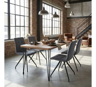 Σετ τραπεζαρία 5τμχ Roger - Bianca Megapap Mdf - ύφασμα χρώμα ακακίας - γκρι 120x70x75εκ. |  Σετ τραπεζαρίες στο espiti