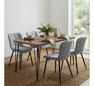 Σετ τραπεζαρία 5τμχ Roger - Chiara Megapap Mdf - ύφασμα χρώμα ακακίας - γκρι 120x70x75εκ. |  Σετ τραπεζαρίες στο espiti