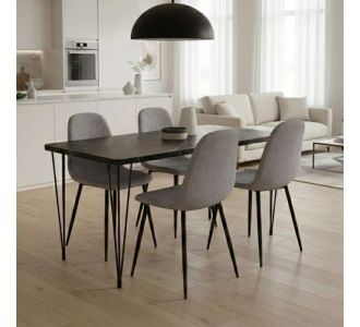 Σετ τραπεζαρία 5τμχ Roger - Iris Megapap Mdf - ύφασμα χρώμα μαύρο εφέ μαρμάρου - ανοιχτό μπεζ 120x70x75εκ. |  Σετ τραπεζαρίες στο espiti