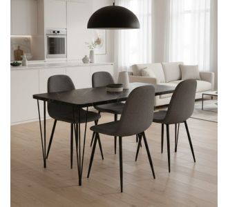 Σετ τραπεζαρία 5τμχ Roger - Iris Megapap Mdf - ύφασμα χρώμα μαύρο εφέ μαρμάρου - γκρι 120x70x75εκ. |  Σετ τραπεζαρίες στο espiti