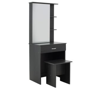 Τουαλέτα κρεβατοκάμαρας Zelia pakoworld με καθρέπτη και σκαμπό χρώμα wenge eo 60x40.5x151εκ |  Συρταριέρες -Κονσόλες στο espiti