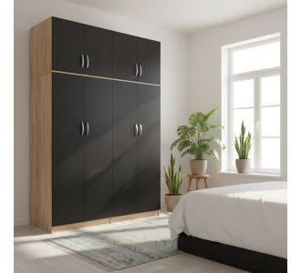 Ντουλάπα τετράφυλλη με πατάρι Lego Ι pakoworld sonoma-ανθρακί 160x42x240εκ |  Ντουλάπες ρούχων στο espiti