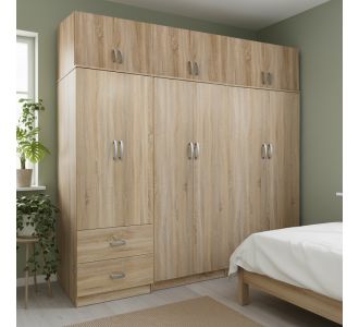 Ντουλάπα εξάφυλλη με πατάρι Lego I pakoworld sonoma 240x42x240εκ |  Ντουλάπες ρούχων στο espiti