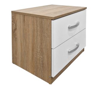 Κομοδίνο Athos pakoworld σε sonoma-λευκή απόχρωση 48x40x41.5εκ |  Κομοδίνα στο espiti