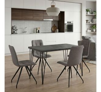 Σετ τραπεζαρία 5τμχ Roger - Bianca Megapap Mdf - ύφασμα χρώμα σκούρο γκρι σκυροδέματος - ανοιχτό μπεζ 120x70x75εκ. |  Σετ τραπεζαρίες στο espiti