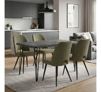 Σετ τραπεζαρία 5τμχ Roger - Christy Megapap Mdf - ύφασμα χρώμα σκούρο γκρι σκυροδέματος - λαδί 120x70x75εκ. |  Σετ τραπεζαρίες στο espiti