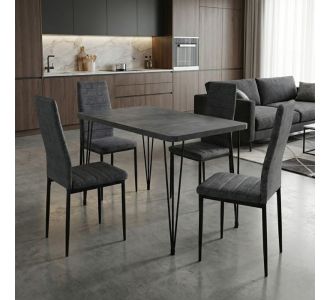 Σετ τραπεζαρία 5τμχ Roger - Rosa Megapap Mdf - ύφασμα χρώμα σκούρο γκρι σκυροδέματος - γκρι 120x70x75εκ. |  Σετ τραπεζαρίες στο espiti