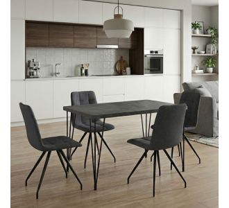 Σετ τραπεζαρία 5τμχ Roger - Bianca Megapap Mdf - ύφασμα χρώμα σκούρο γκρι σκυροδέματος - γκρι 120x70x75εκ. |  Σετ τραπεζαρίες στο espiti