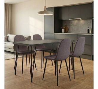 Σετ τραπεζαρία 5τμχ Roger - Iris Megapap Mdf - ύφασμα χρώμα σκούρο γκρι σκυροδέματος - ανοιχτό μπεζ 120x70x75εκ. |  Σετ τραπεζαρίες στο espiti