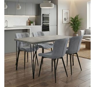 Σετ τραπεζαρία 5τμχ Roger - Chiara Megapap Mdf - ύφασμα χρώμα σκούρο γκρι σκυροδέματος - γκρι 120x70x75εκ. |  Σετ τραπεζαρίες στο espiti