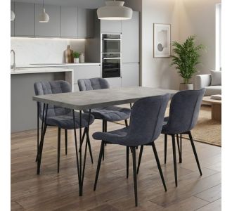 Σετ τραπεζαρία 5τμχ Roger - Chiara Megapap Mdf - ύφασμα χρώμα σκούρο γκρι σκυροδέματος - ανθρακί 120x70x75εκ. |  Σετ τραπεζαρίες στο espiti