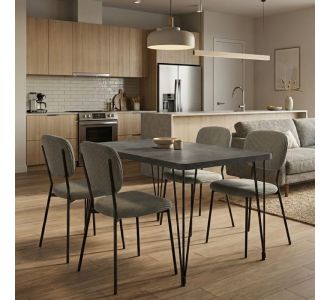 Σετ τραπεζαρία 5τμχ Roger - Kevin Megapap Mdf - ύφασμα χρώμα σκούρο γκρι σκυροδέματος - λαδί 120x70x75εκ. |  Σετ τραπεζαρίες στο espiti