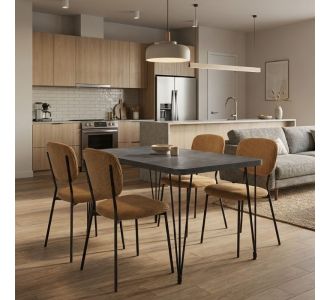 Σετ τραπεζαρία 5τμχ Roger - Kevin Megapap Mdf - ύφασμα χρώμα σκούρο γκρι σκυροδέματος - μουσταρδί 120x70x75εκ. |  Σετ τραπεζαρίες στο espiti