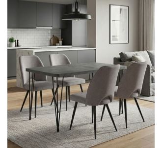 Σετ τραπεζαρία 5τμχ Roger - Christy Megapap Mdf - ύφασμα χρώμα σκούρο γκρι σκυροδέματος - ανοιχτό μπεζ 120x70x75εκ. |  Σετ τραπεζαρίες στο espiti