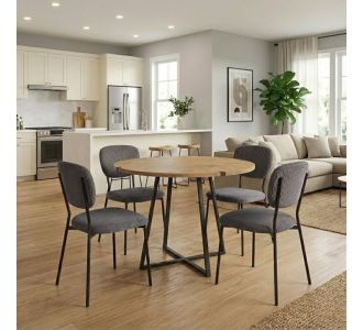 Σετ τραπεζαρία 5τμχ Rubes - Kevin Megapap χρώμα φυσικό οξιάς - γκρι Ø100x78εκ. |  Σετ τραπεζαρίες στο espiti