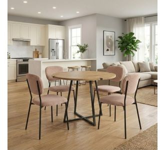 Σετ τραπεζαρία 5τμχ Rubes - Kevin Megapap χρώμα φυσικό οξιάς - μόκα Ø100x78εκ. |  Σετ τραπεζαρίες στο espiti