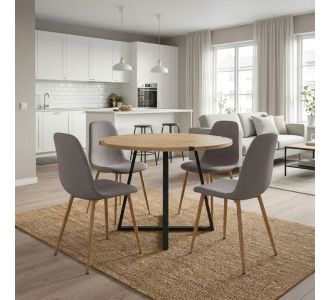 Σετ τραπεζαρία 5τμχ Rubes - Iris Megapap χρώμα φυσικό οξιάς - ανοιχτό μπεζ Ø100x78εκ. |  Σετ τραπεζαρίες στο espiti