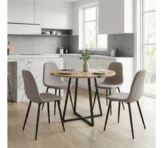 Σετ τραπεζαρία 5τμχ Rubes - Iris Megapap χρώμα φυσικό οξιάς - ανοιχτό μπεζ Ø100x78εκ. |  Σετ τραπεζαρίες στο espiti