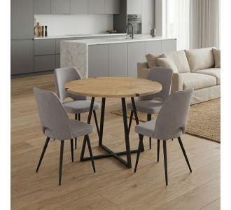 Σετ τραπεζαρία 5τμχ Rubes - Christy Megapap χρώμα φυσικό οξιάς - ανοιχτό μπεζ Ø100x78εκ. |  Σετ τραπεζαρίες στο espiti