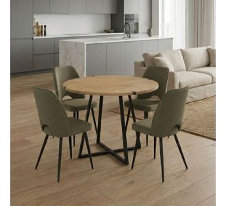 Σετ τραπεζαρία 5τμχ Rubes - Christy Megapap χρώμα φυσικό οξιάς - λαδί Ø100x78εκ. |  Σετ τραπεζαρίες στο espiti