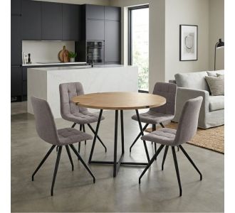 Σετ τραπεζαρία 5τμχ Rubes - Bianca Megapap χρώμα φυσικό οξιάς - ανοιχτό μπεζ Ø100x78εκ. |  Σετ τραπεζαρίες στο espiti