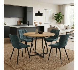 Σετ τραπεζαρία 5τμχ Rubes - Chiara Megapap χρώμα φυσικό οξιάς - πράσινο Ø100x78εκ. |  Σετ τραπεζαρίες στο espiti