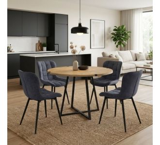 Σετ τραπεζαρία 5τμχ Rubes - Chiara Megapap χρώμα φυσικό οξιάς - ανθρακί Ø100x78εκ. |  Σετ τραπεζαρίες στο espiti