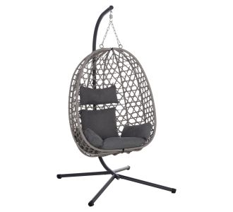 ΚΡΕΜΑΣΤΗ ΦΩΛΙΑ NESTA HM6468.01 ΓΚΡΙ ΜΕΤΑΛΛΟ & P.E.RATTAN 100x100x190Υεκ. |  Κούνιες στο espiti