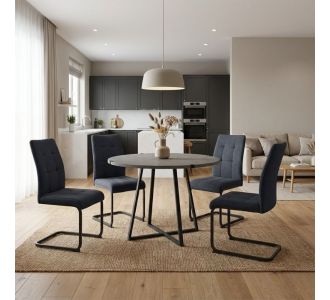 Σετ τραπεζαρία 5τμχ Rubes - Laura Megapap χρώμα γκρι σκυροδέματος - ανθρακί Ø100x78εκ. |  Σετ τραπεζαρίες στο espiti