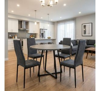 Σετ τραπεζαρία 5τμχ Rubes - Rosa Megapap χρώμα γκρι σκυροδέματος - γκρι Ø100x78εκ. |  Σετ τραπεζαρίες στο espiti