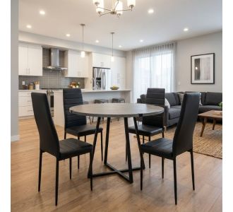 Σετ τραπεζαρία 5τμχ Rubes - Rosa Megapap χρώμα γκρι σκυροδέματος - μαύρο Ø100x78εκ. |  Σετ τραπεζαρίες στο espiti