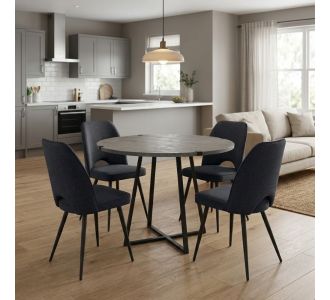 Σετ τραπεζαρία 5τμχ Rubes - Christy Megapap χρώμα γκρι σκυροδέματος - ανθρακί Ø100x78εκ. |  Σετ τραπεζαρίες στο espiti